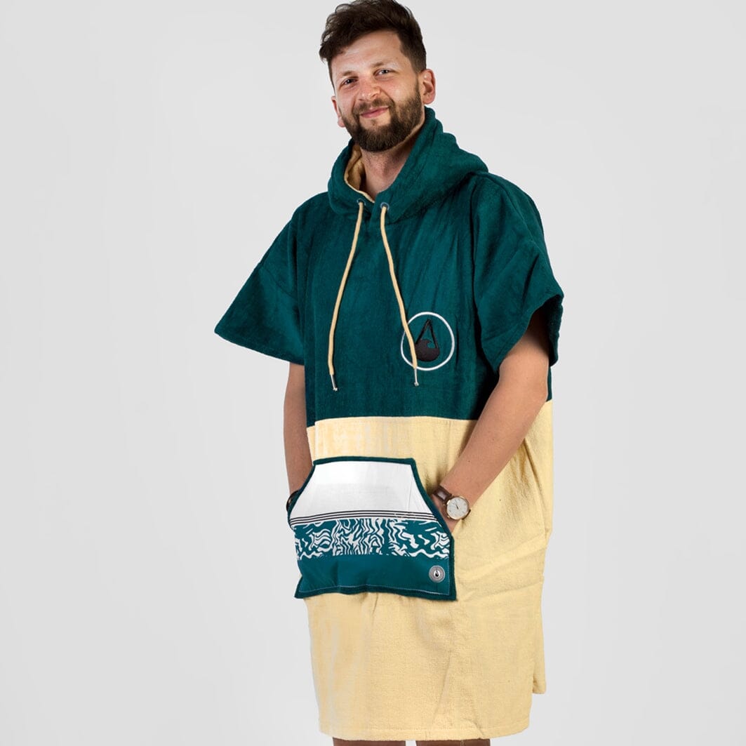 Poncho Petrol, Baumwolle Velours Style Ponchos UNISEX MODELL 