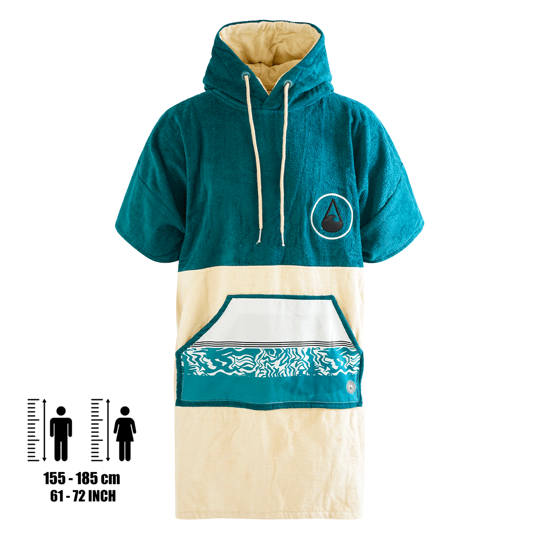 Poncho Petrol, Baumwolle Velours Style Ponchos WAVE HAWAII 