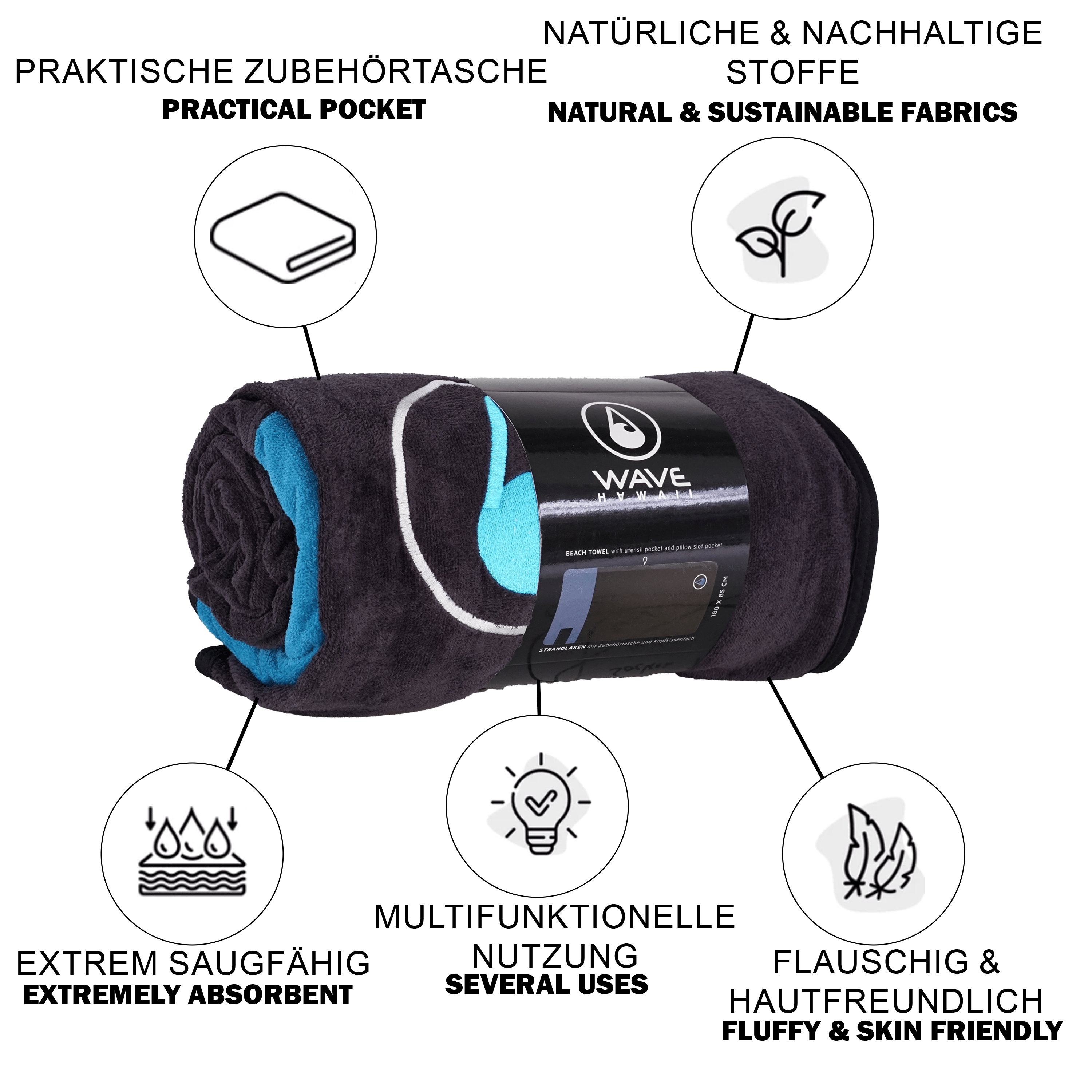 WAVE HAWAII Badetuch Uno Badetuch WAVE HAWAII 