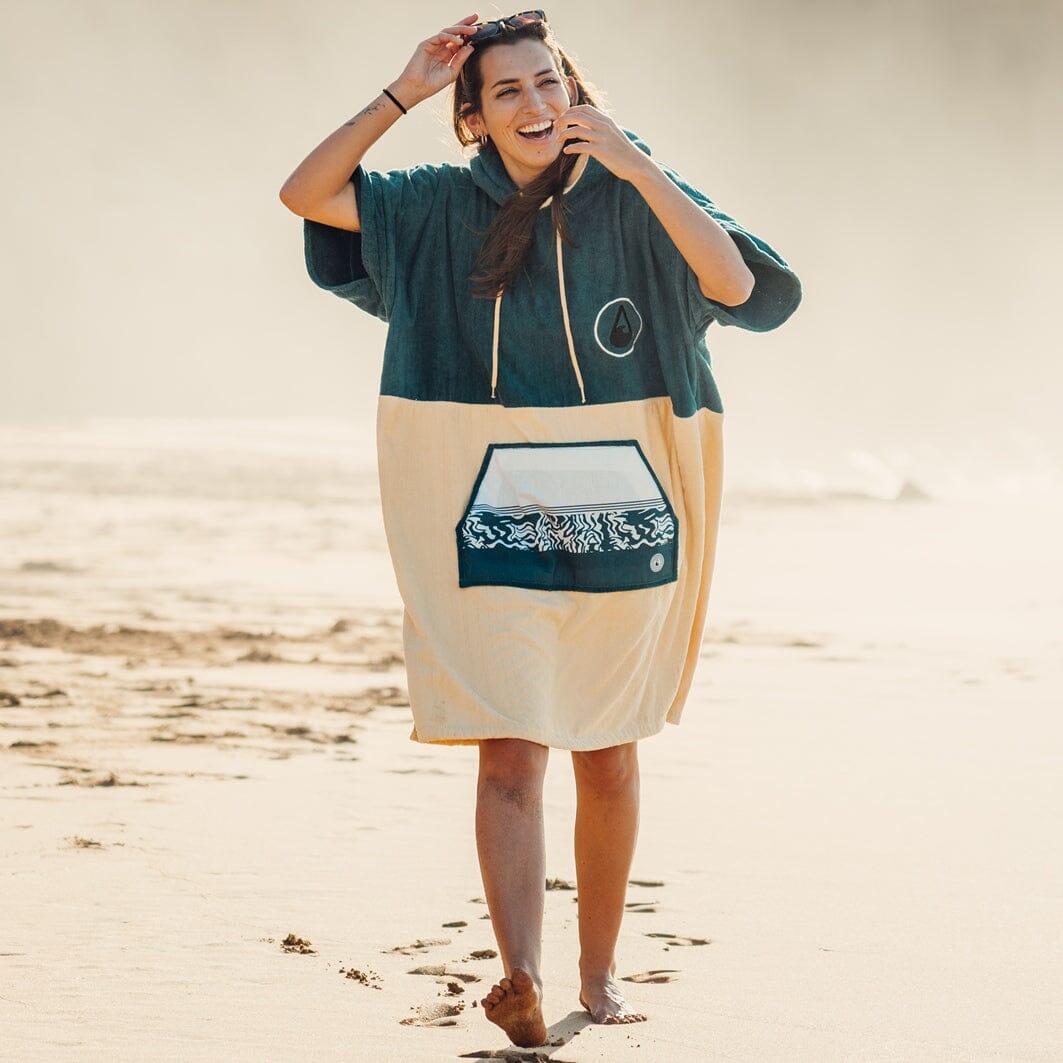 Poncho Petrol, Baumwolle Velours Style Ponchos UNISEX MODELL 